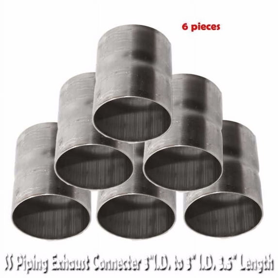 6 PIECES Tailpipe Exhaust Pipe Connector 3" I.D. to 3" I.D. 3.5" Length 6 PIECES Tailpipe Exhaust Pipe Connector 3" I.D. to 3" I.D. 3.5" Length