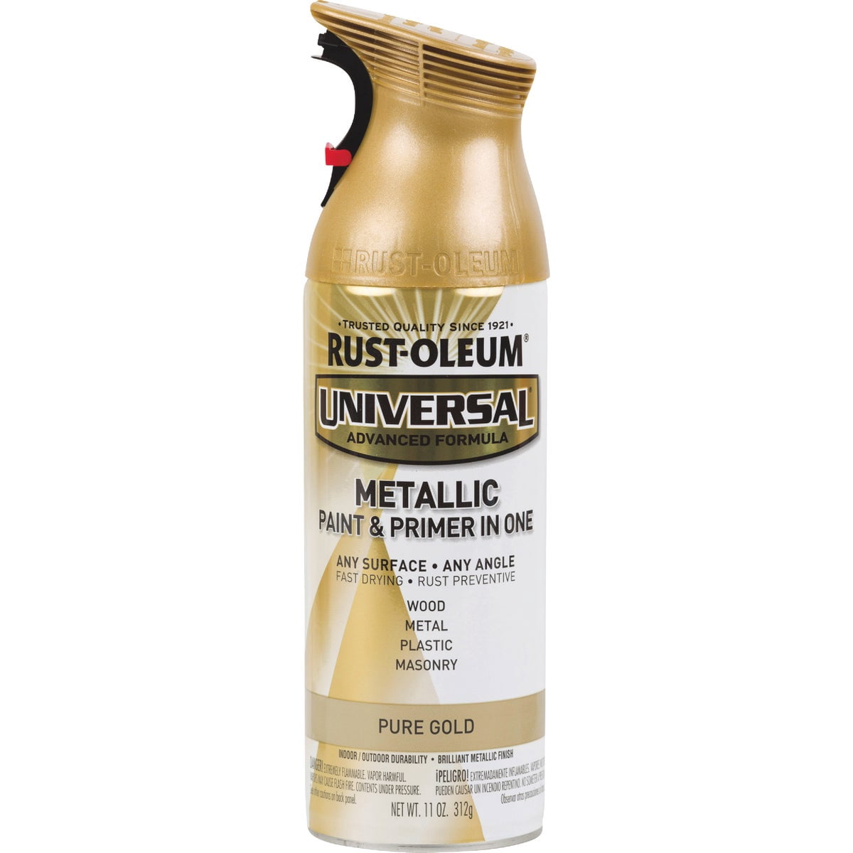 Rust-Oleum 6 PK 11 Oz Gold RustOleum Universal All-Surface Metallic Spray Paint 245221 — Interior & Exterior Use, Professional Finish
