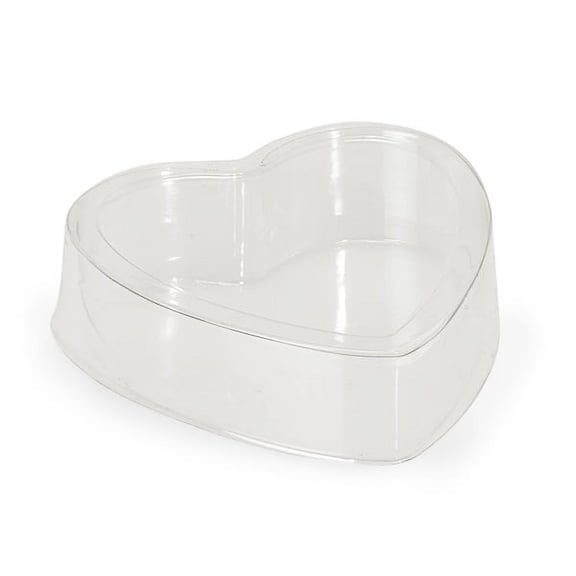 6 PK, Clear 2 Piece Heart Box, Large 3 x 3 x 1" For Wrapped Candies, Party Favors Or Small Gifts