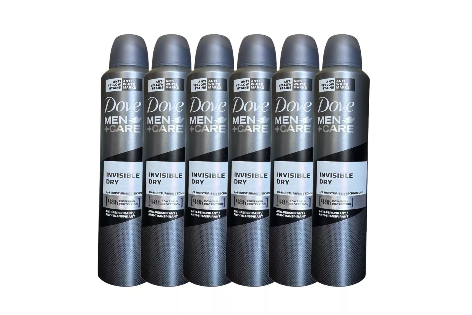 6 PK Dove Men + Care Invisible Dry Spray, International Version, 250 ML/8.4 OZ
