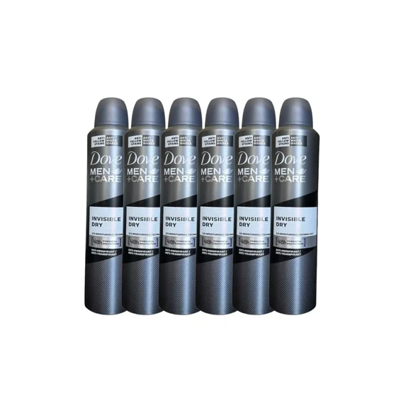 6 PK Dove Men + Care Invisible Dry Spray, International Version, 250 ML/8.4 OZ