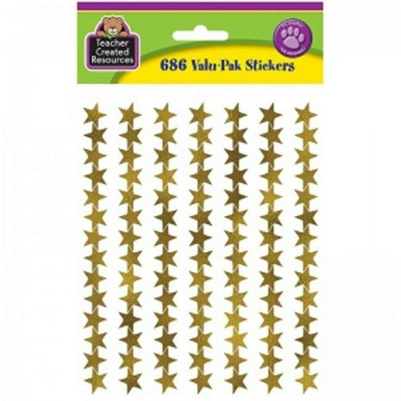 (6 PK) GOLD FOIL STAR STICKERS VALU PAK