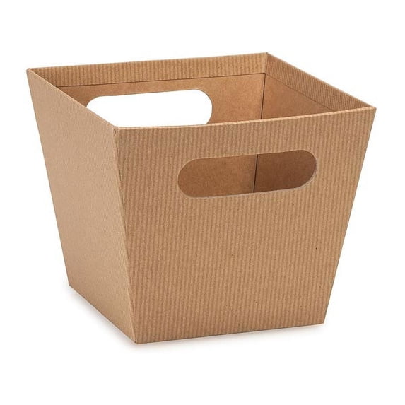 6 PK, Kraft Pinstripe Large Square Market Tray For Use As Gourmet Gift Baskets, Food Baskets & Home Decor Decorative Accessory