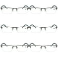 thumbnail image 1 of 6 PK Men's Blue Light Blocking Reading Glasses - Rectangular Metal Half-Frame - Spring Hinge Readers +2.50, 1 of 6