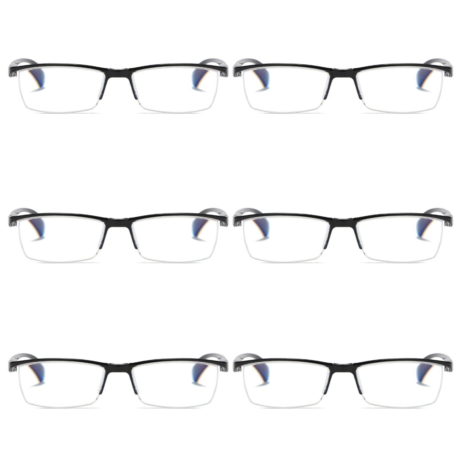 HOTJOJO 3 Pack Reading Glasses for Men Blue Light Blocking Semi Rimless  Computer Readers,Metal Frame Rectangle Magnifying Eyeglasses (3 Colors,  +1.50 Magnification) Black Gold Metalgun 1.5 x
