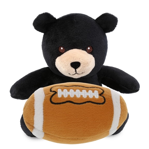 DolliBu Super Soft Black Bear Stuffed Animal with Football Plush Soft Huggable Bear, Adorable Playtime Plush Toy, Cute Wild Life Gift Plush Doll Animal Toy for Kids and Adults 6 Inches