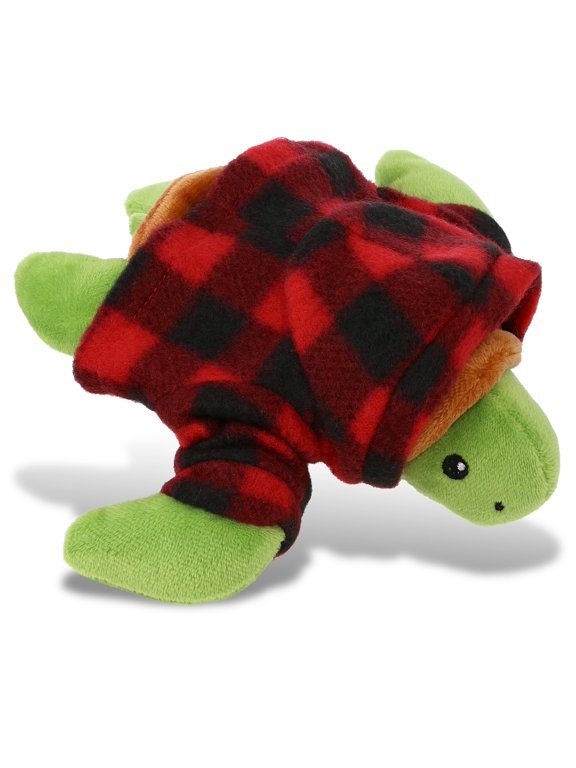 Super Soft Sea Turtle with Clothes Stuffed Animal and Plaid Red Hoodie Sweater - Cute Turtle Plush Lumberjack Stuffed Toy with Plaid Jacket Dress Up for Christmas, Holiday, Winter - 6 Inches