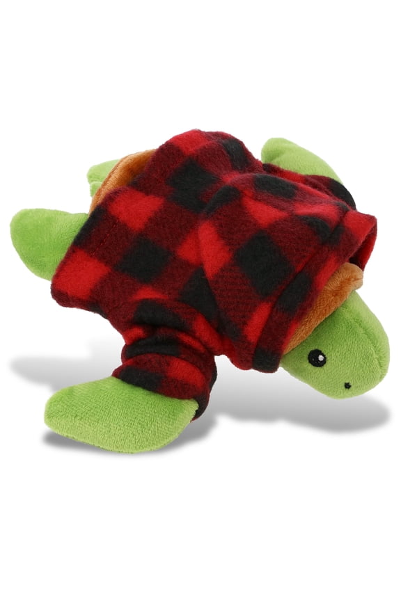 Super Soft Sea Turtle with Clothes Stuffed Animal and Plaid Red Hoodie Sweater - Cute Turtle Plush Lumberjack Stuffed Toy with Plaid Jacket Dress Up for Christmas, Holiday, Winter - 6 Inches
