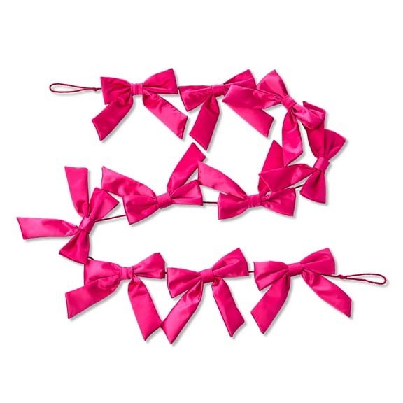 Satin Bow Christmas Garland, Pink, 6', by Holiday Time