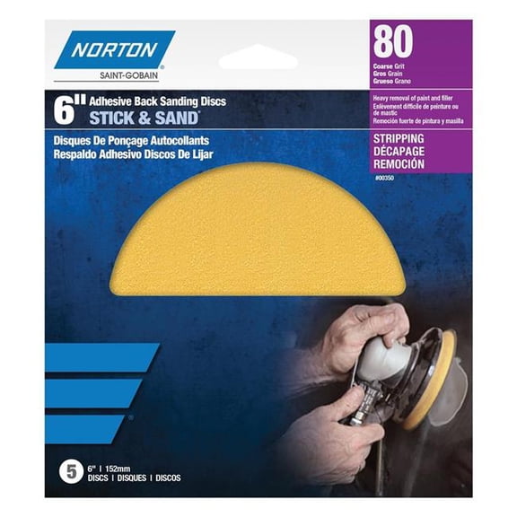 Norton NOR00352 H290 Series Stick & Sand Disc with 6 in. P40 Grit Aluminum Oxide & PSA Attachment