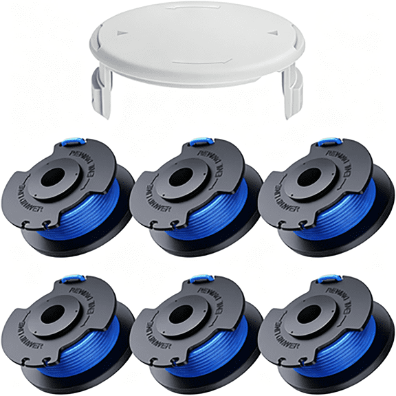 6 Pack 0.065'' String Trimmer Refill Line with 1 Cap for Ryobi String Trimmer Spool for Weed Wacker String Compatible with Ryobi AC14RL3A