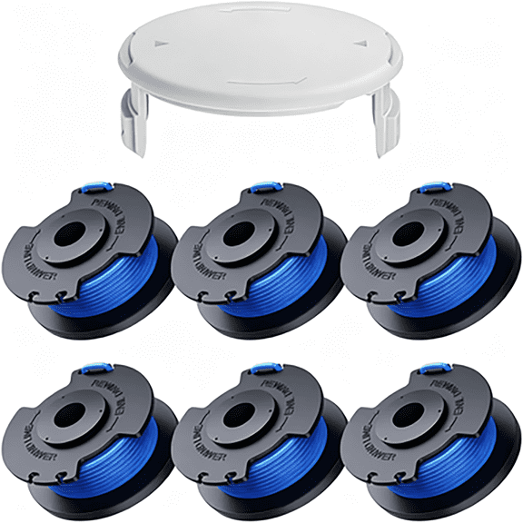 6 Pack 0.065'' String Trimmer Refill Line with 1 Cap for Ryobi String Trimmer Spool for Weed Wacker String Compatible with Ryobi AC14RL3A