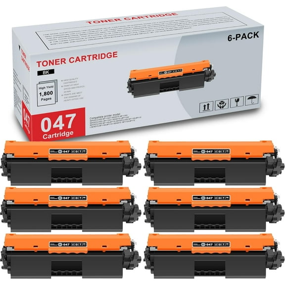6-Pack 047 (2164C001) Black Toner Cartridge High Yield Compatible CRG047 047 Replacement for Canon ImageCLASS MF113W LBP113W MF110 MF112 i-SENSYS MF113W LBP113W MF110 MF112 Printer