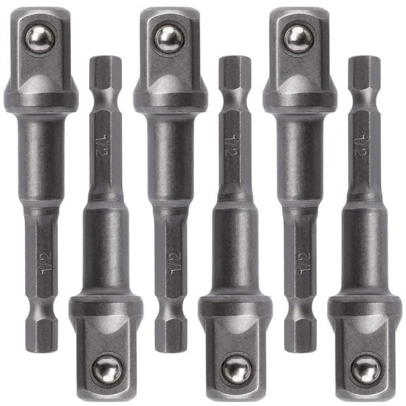 6 Pack 1/2 inch Square Socket Adapter Bit Set,Impact Driver Power Bits for Automotive DIY-1/4 Hex Shank