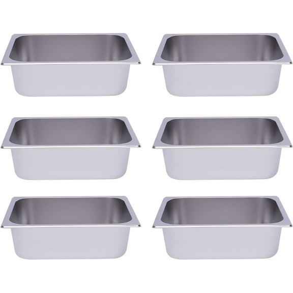 6 Pack 1/2Size 4" Deep Stainless Steel Steam Table Buffet Pans Catering Food Pan