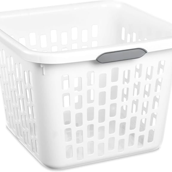 6-Pack 1.5 Bushel Capacity Square Laundry Basket, White  Plastic Clothes Hamper Storage with Ventilated Rectangular Holes & Large Comfort Grip Handles for Easy Carry