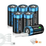 6 Pack 1.5V USB Rechargeable Lithium Batteries, Constant Output C Cell Li-ion Batteries, Fast Charging,5500mWh