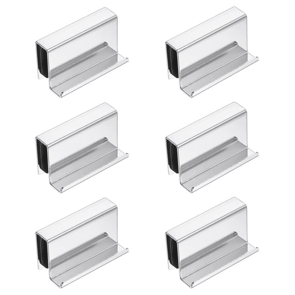 6 Pack 1.6 Inch Glass Finger Edge Pull, Steel Window Display Door Clips, Concealed Cabinet Door Handle for Drawers, Wardrobes, Display Glass Case, Furniture, Chrome Plating