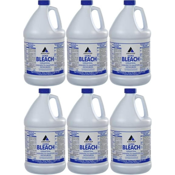6 Pack 1 Gallon Bottles Liquid Ultra Germicidal Cleaning Bleach Chlorine Ready To Use