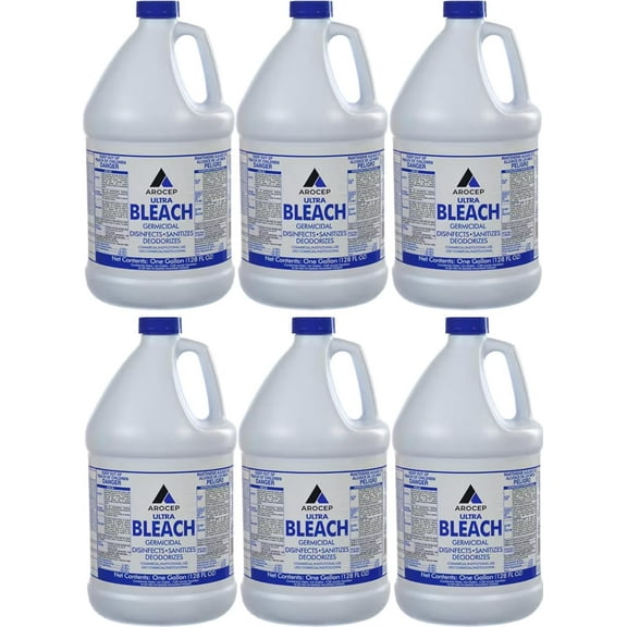 6 Pack 1 Gallon Bottles Liquid Ultra Germicidal Cleaning Bleach Chlorine Ready To Use