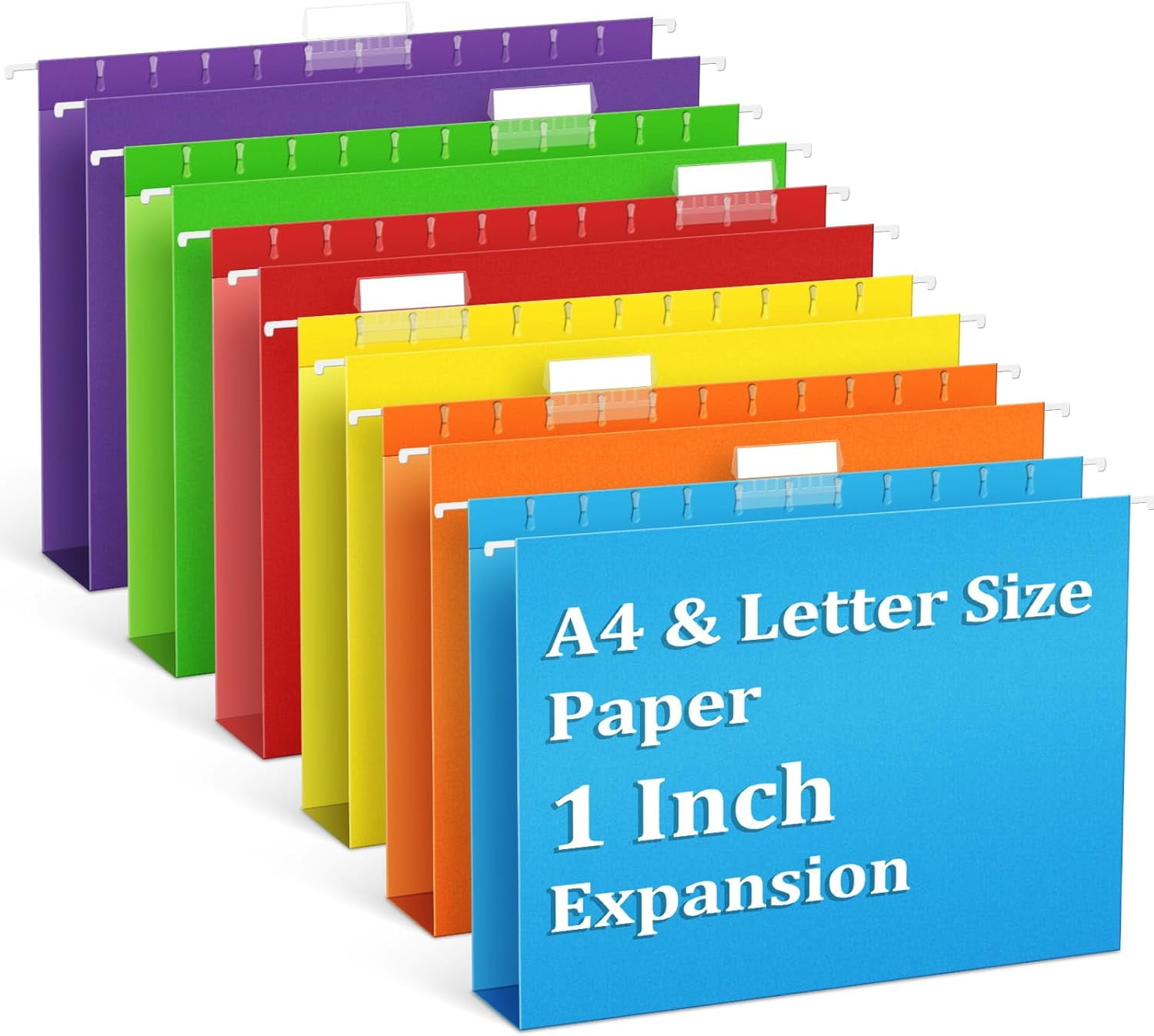 Legal Size Hanging Folders 12 Pack Hanging File Folders, Letter Size With 1/5-Cut Adjustable Tabs, 12 Selected Color - File Folder Organizer For Filing Cabinet Office Home Hanging Files - View #5