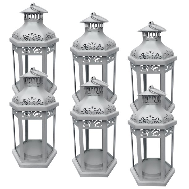 6 Pack 10.5" White Metal Lantern by Ashland®