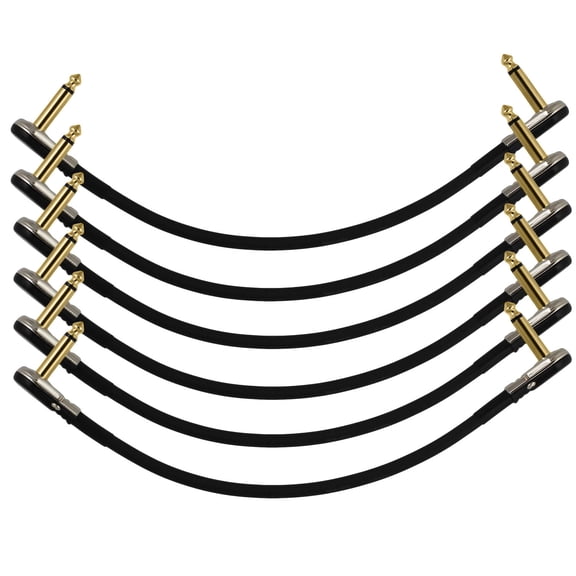6-Pack 10" Castline Gold Mogami 2524 Guitar Pedal Board Patch Cable TS Low Profile Pancake Connector