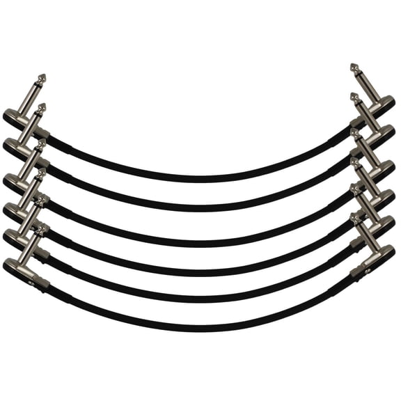 6-Pack 10" Castline Silver Mogami 2319 Guitar Pedal Board Patch Cable TS Low Profile Pancake Connector