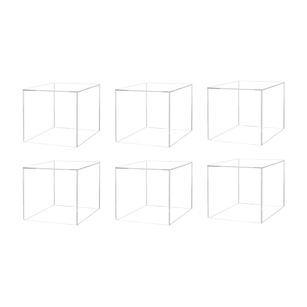6 Pack 10" Display Riser Box With One Open Side Versatile Clear Square