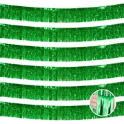 6 Pack 10 Feet Metallic Foil Fringe Garland Tinsel Streamers, Boriyuan Wall Hanging Fringe Backdrop Banner for Parade Floats, Wedding, Birthday, Christmas, New Year Party Decorations (Green)