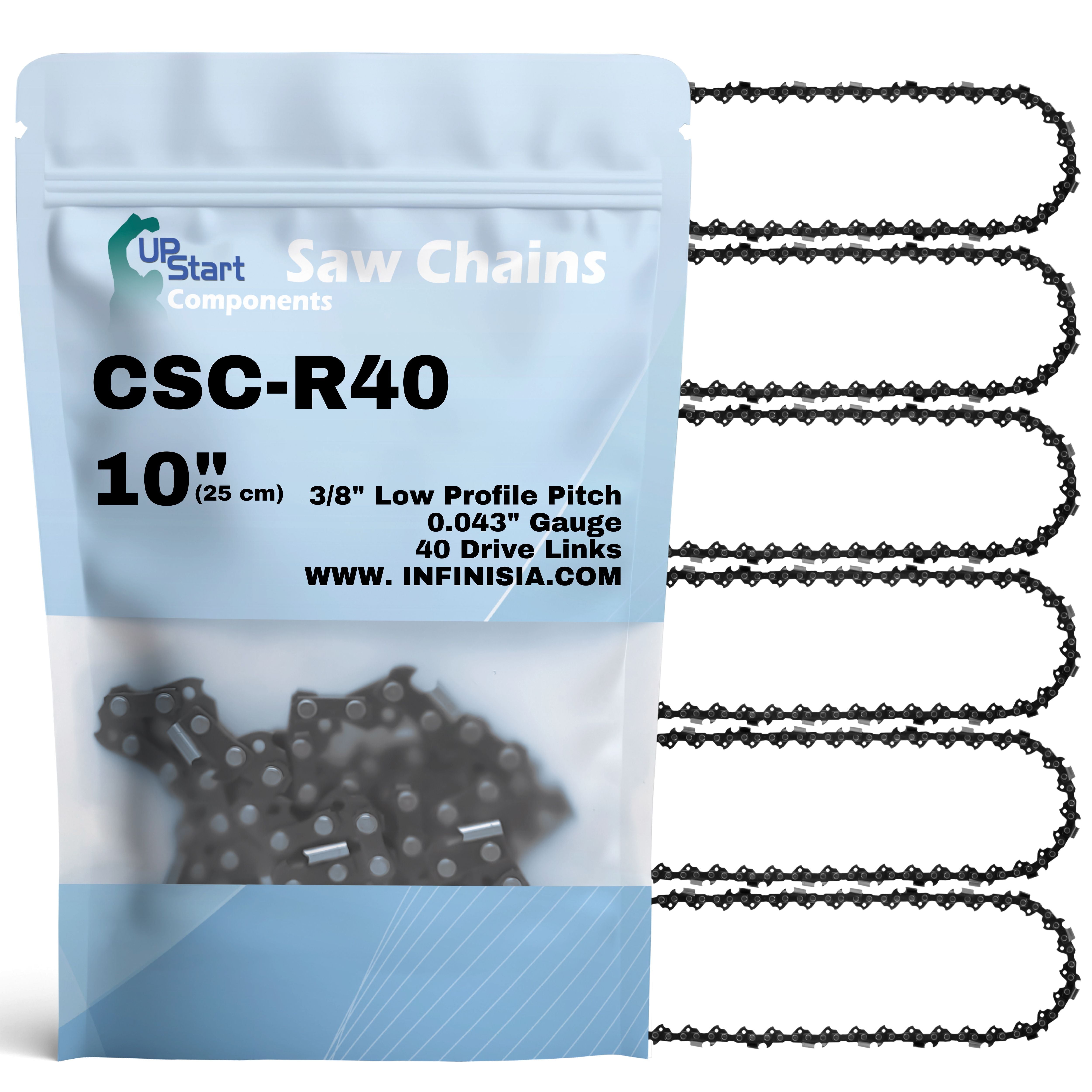 6-Pack 10-Inch Chainsaw Chain R40 Replacement for Earthwise CVP41810 ...