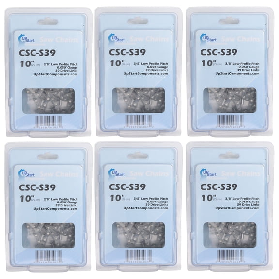 6-Pack 10-Inch Chainsaw Chain Replacement for Stihl 63PM3 39 - (10", 3/8", .050", 39 Drive Links)