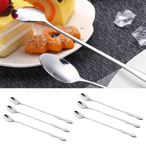 6-Pack 10" Long Handle Stainless Stirring Spoons – Perfect for Iced Tea, Coffee & Punch (Silver, Gift Ready)