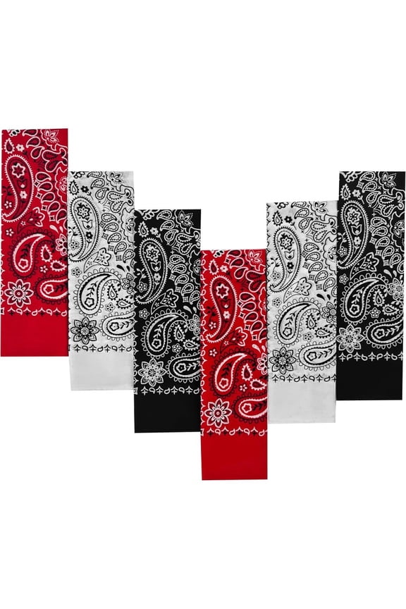 6-Pack 100% Cotton Bandanas Gift Set – 22x22 Inch Paisley Head Wraps form Men & Women, Neck & Face Scarves