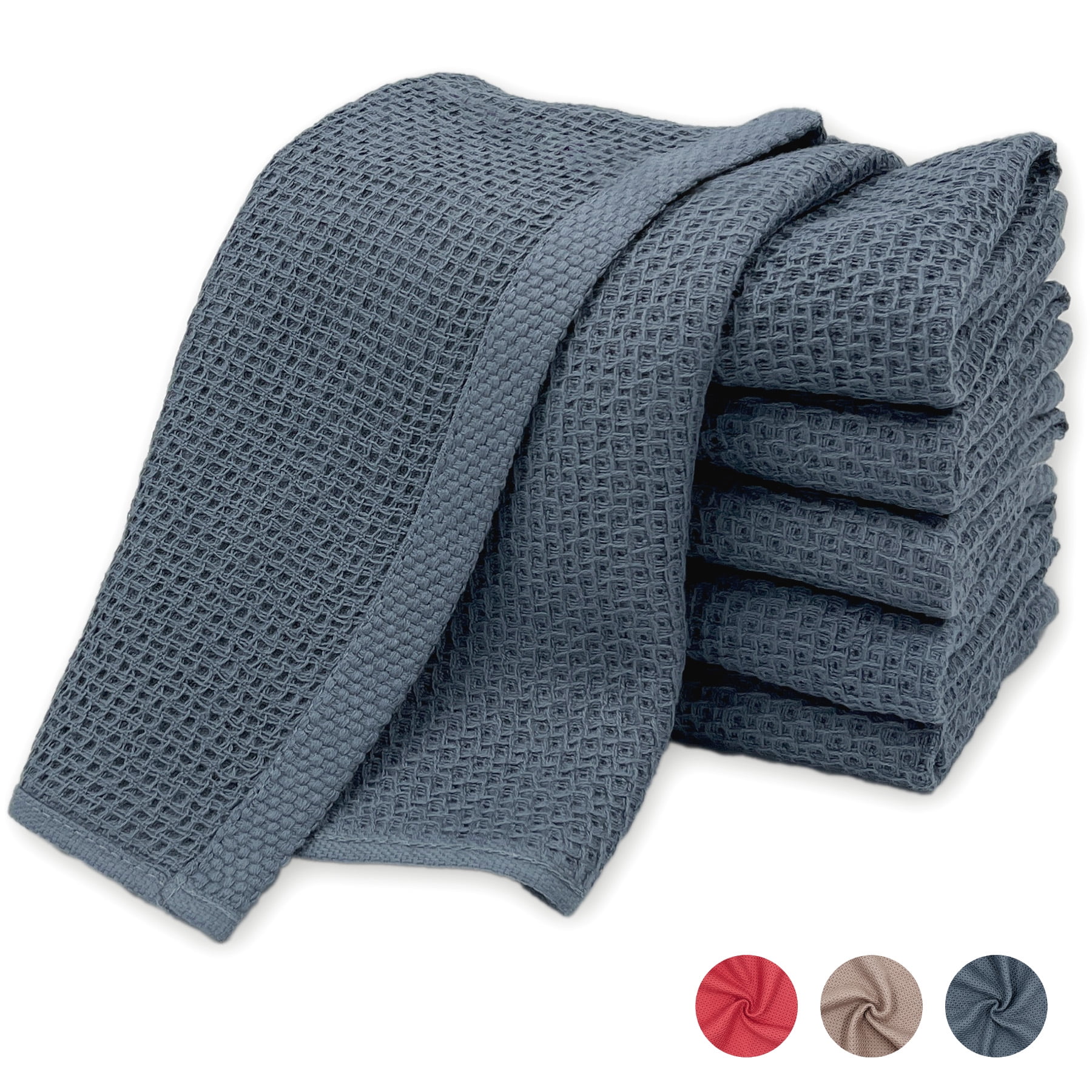 6 Pack 100 Cotton Dish Towels, Waffle Weave Dish Cloths for Washing