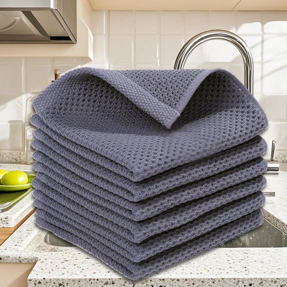 6 Pack 100% Cotton Waffle Weave Kitchen Dish Cloths, Ultra Soft Absorbent Quick Drying Dish Rags
