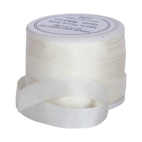 6 Pack 100% Pure Silk Ribbon by Threadart - 7mm Cream - No. 501 - 3 Sizes - 50 Colors Available