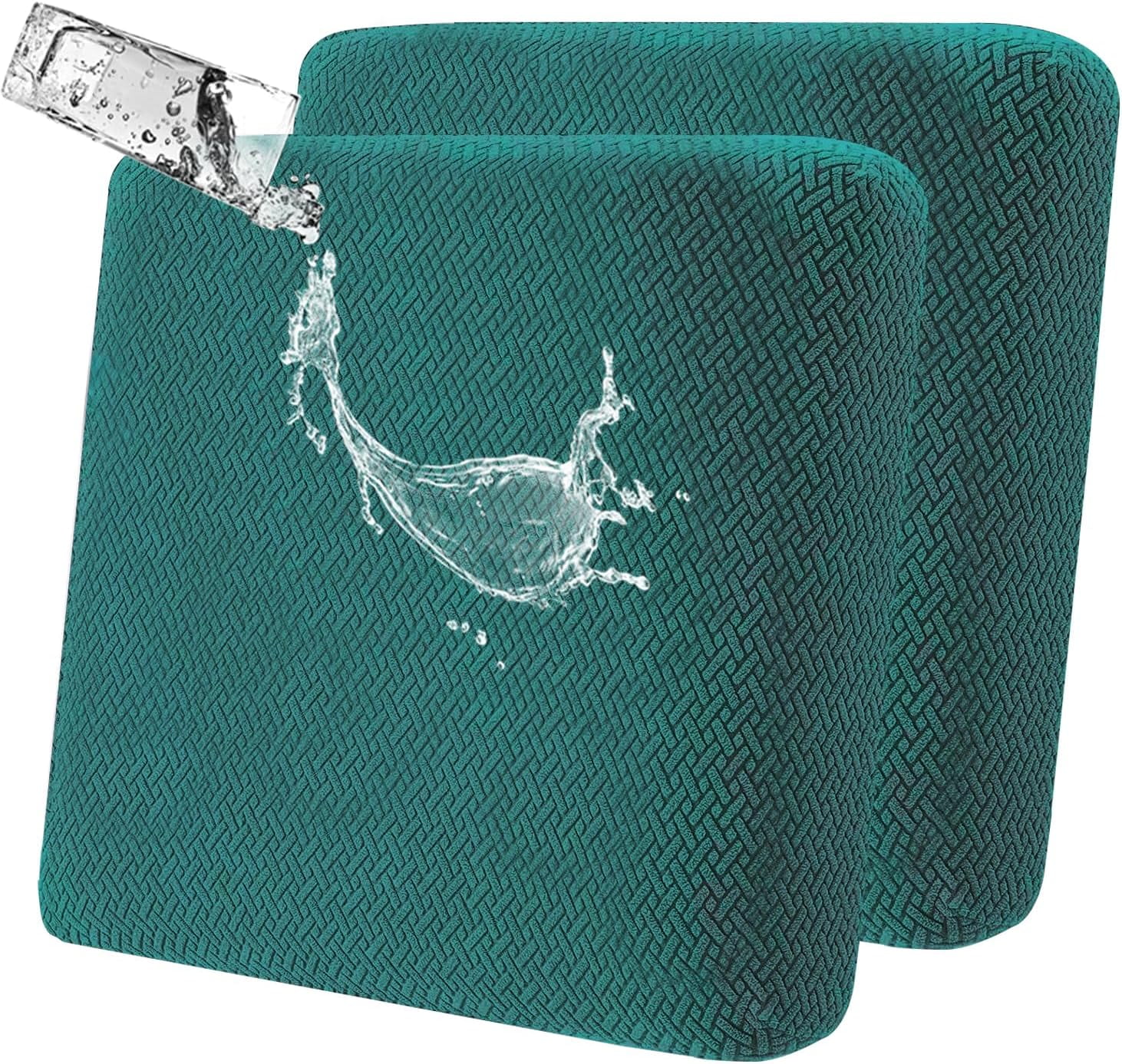 6 Pack 100% Waterproof Patio Sofa Cushion Covers, Stretch Outdoor/Indoor Individual Seat Cushion Cover Furniture Protector Sofa Slipcover, Dark Green