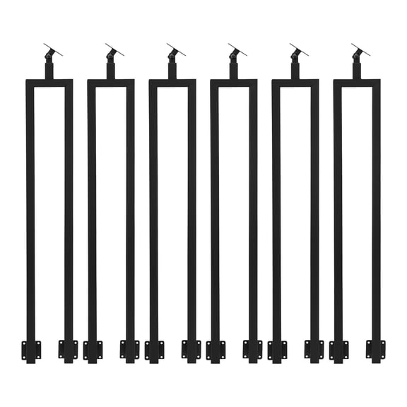 6-Pack 100cm/39.37in Stair Post, U-Shaped Straight Column, Iron Railing Baluster, Side Mount Installation, Powder Coated Rust Resistant Finish for Staircase Safety