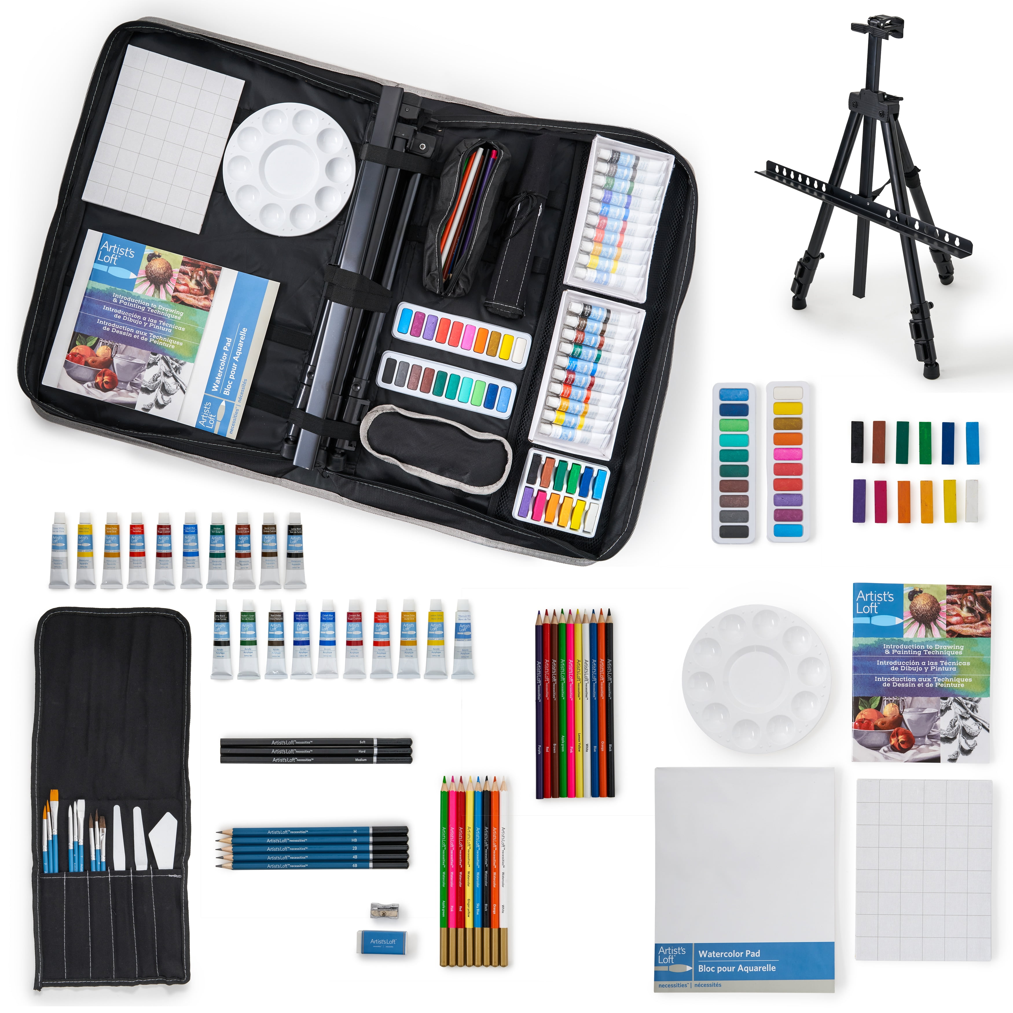 Deluxe 108-Piece Wooden Art Set with Drawing Easel France