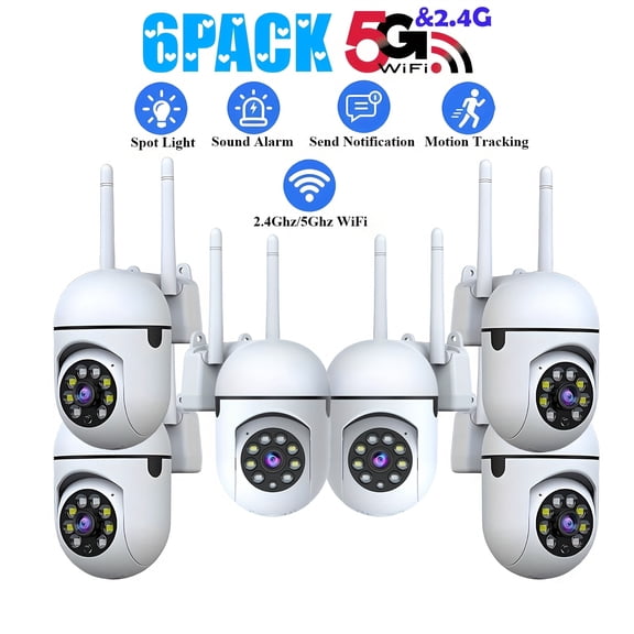 6-Pack 1080P Indoor Pet Camera, WiFi Security Camera with App Control, Motion Detection & Two-Way Audio
