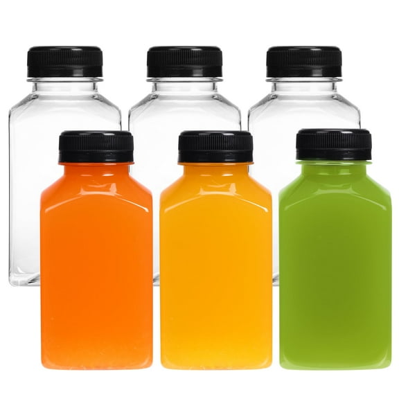 6 Pack 10oz PET Plastic Empty Bottles with Secure Caps, Lightweight Drink Containers for Juicing Smoothies Milk Daily Use, Clear
