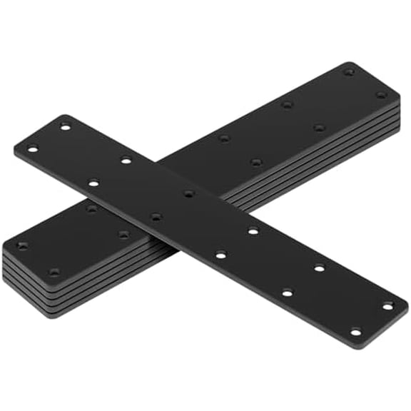 6 Pack 11" x 2" Black Flat Mending Plate, Long Metal Steel Straight Bracket Repair Fixing Joint Connector for Wood Furniture, 11 Gauge, Braces & Joist Hangers