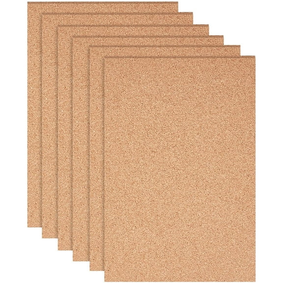 6 Pack 11.7x8.2" Self-Adhesive Cork Sheets(6mm Thick) Rectangle Insulation Cork Backing Sheets