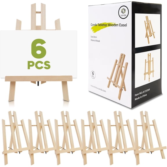 6 Pack 11.8" Tabletop Easel, Portable A-Frame Tripod Tabletop Easel Set for Painting Party & Displaying Canvases, Photos, Display Tripod Holder Stand for Students Kids Beginners