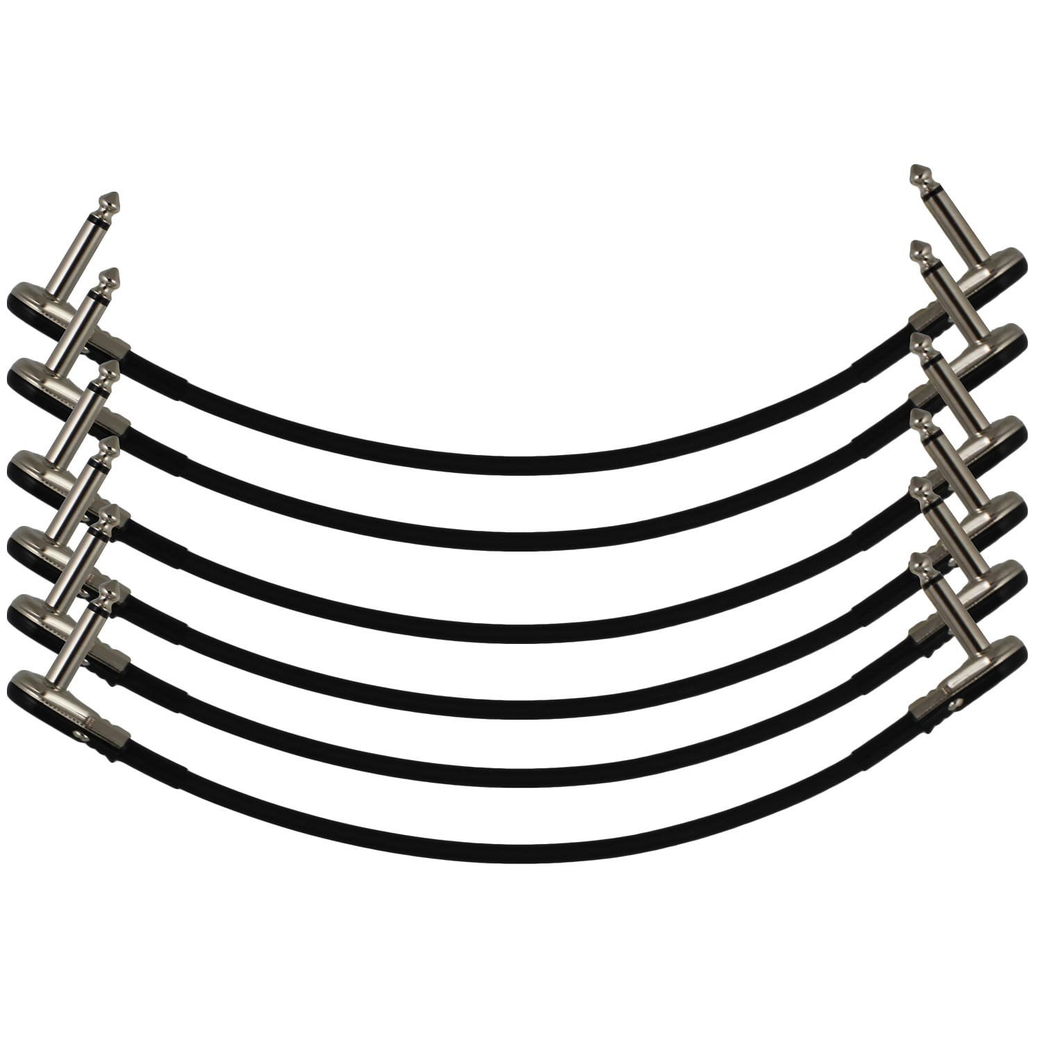 6-Pack 12" Castline Silver Mogami 2319 Guitar Pedal Board Patch Cable TS Low Profile Pancake Connector