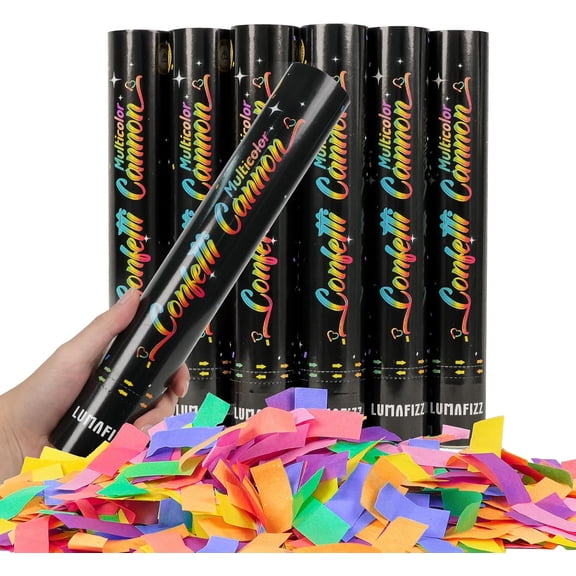 [6 Pack] 12 Inch Confetti Cannons | Multicolor Confetti Poppers for Wedding,Birthday PartyChristmas Eve and New Year Give a Gift