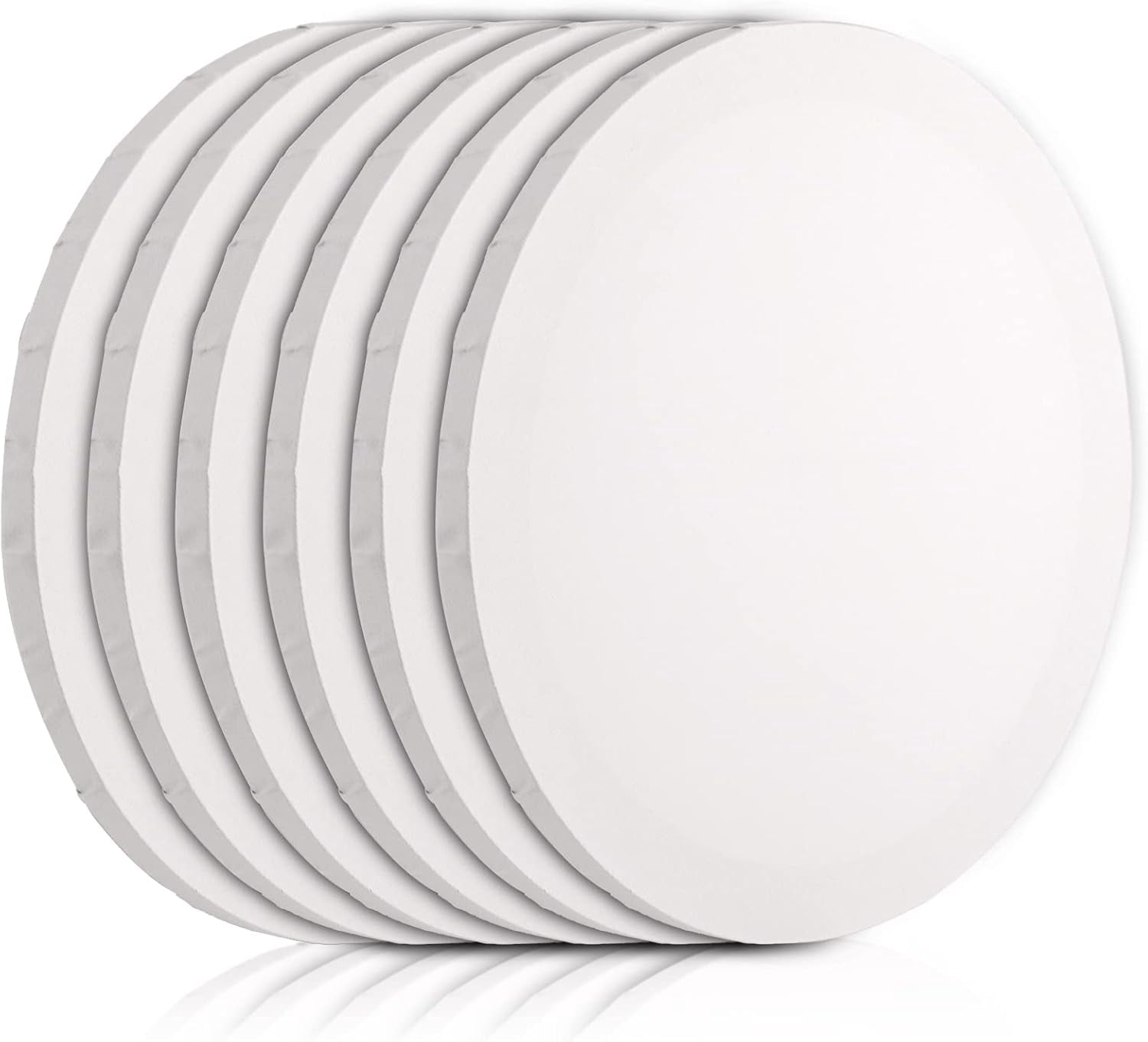 6 Pack 12 Inch Round Canvas Panels, Pre Stretched Blank Painting Canvas Boards, Circle White Art Canvas Panels for Oil, Acrylic, Gouache, Crafts