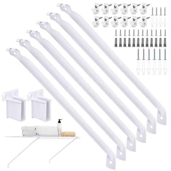 6 Pack 12 Inch Wire Shelf Brackets Set Closet Maid Support With Anchors And Screws Shelving Accessories 12 Clips For Wardrobe Wall Bracket