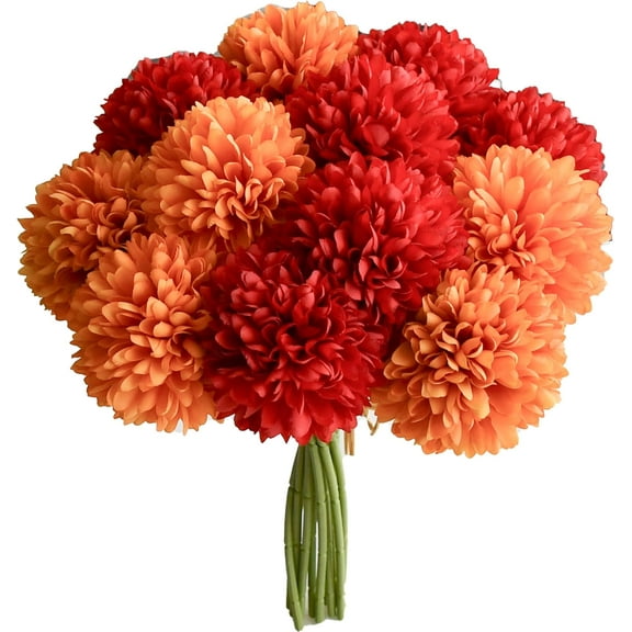 6 Pack/ 12 Pack 12" Fake Dandelion Flowers Artificial Chrysanthemum Ball Silk Flowers, Silk Flowers for Mother's Day Easter Home Kitchen Wedding Decorations